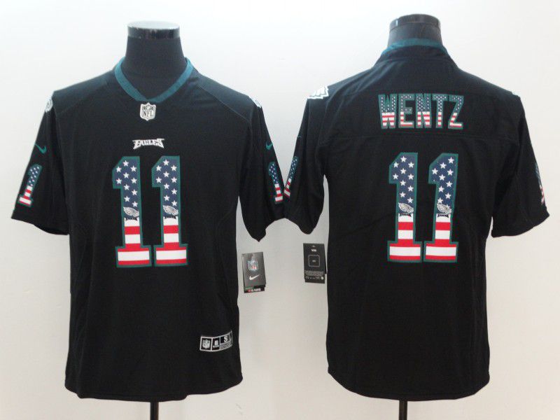 Men Philadelphia Eagles #11 Wentz Nike USA Flag Fashion Black Color Rush Limited NFL Jerseys->new york giants->NFL Jersey